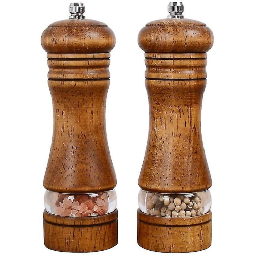 Pepper Grinder,wood Salt And Pepper Grinder Mills Sets,2 Pack,retro--