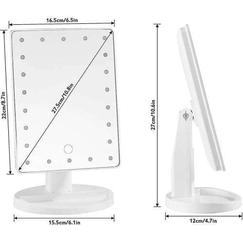 Table Mirror With Lighting Black Make-up Mirror With Light Make-up Mirror 1