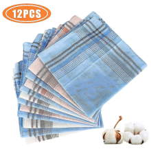 12pcs Handkerchiefs For Men Soft Cotton Pocket Square Men's Handkerchiefs Gift Set (assorted Random Color)