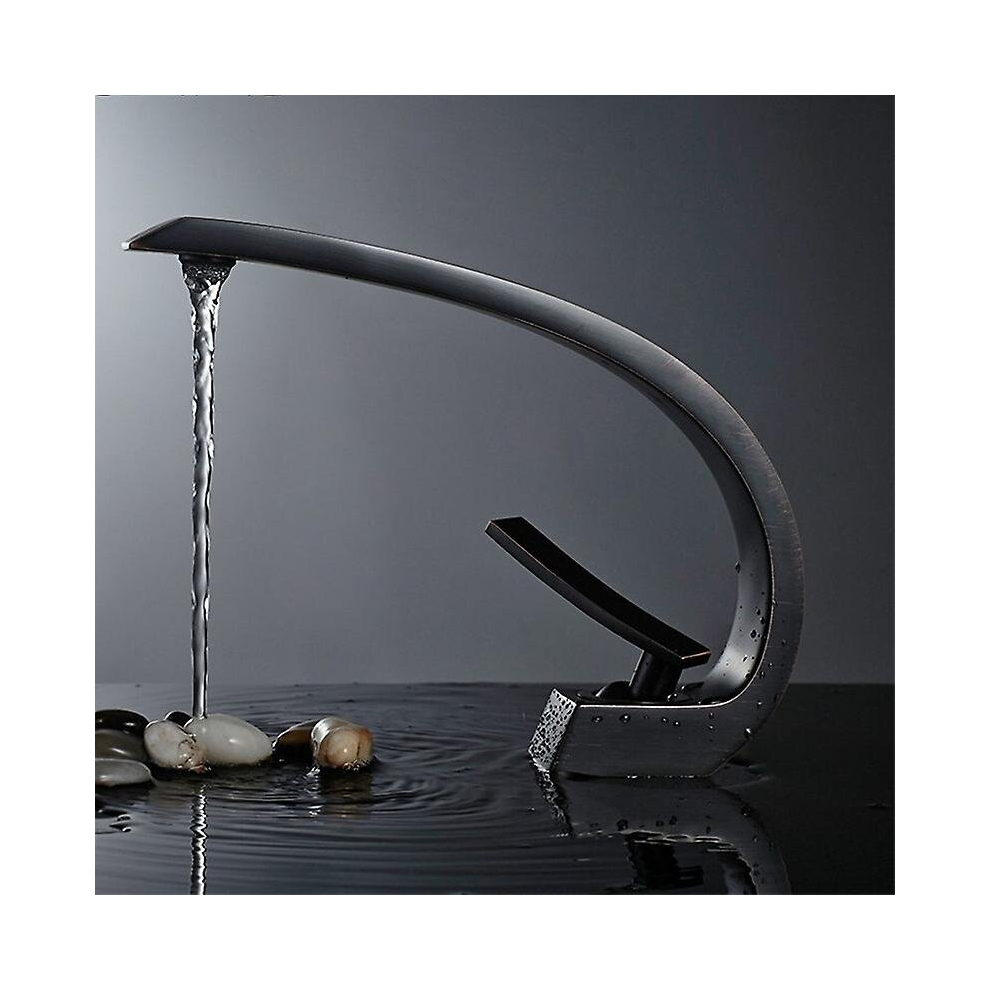 Basin Faucet Waterfall Brass Mixer For Bathroom Black Color 9317312131249