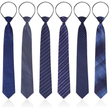 6 Pcs Adjustable Zipper Skinny Necktie Pre Tied Slim Ties Clip On Ties For Acsergery Men Or Boys Pre Gift