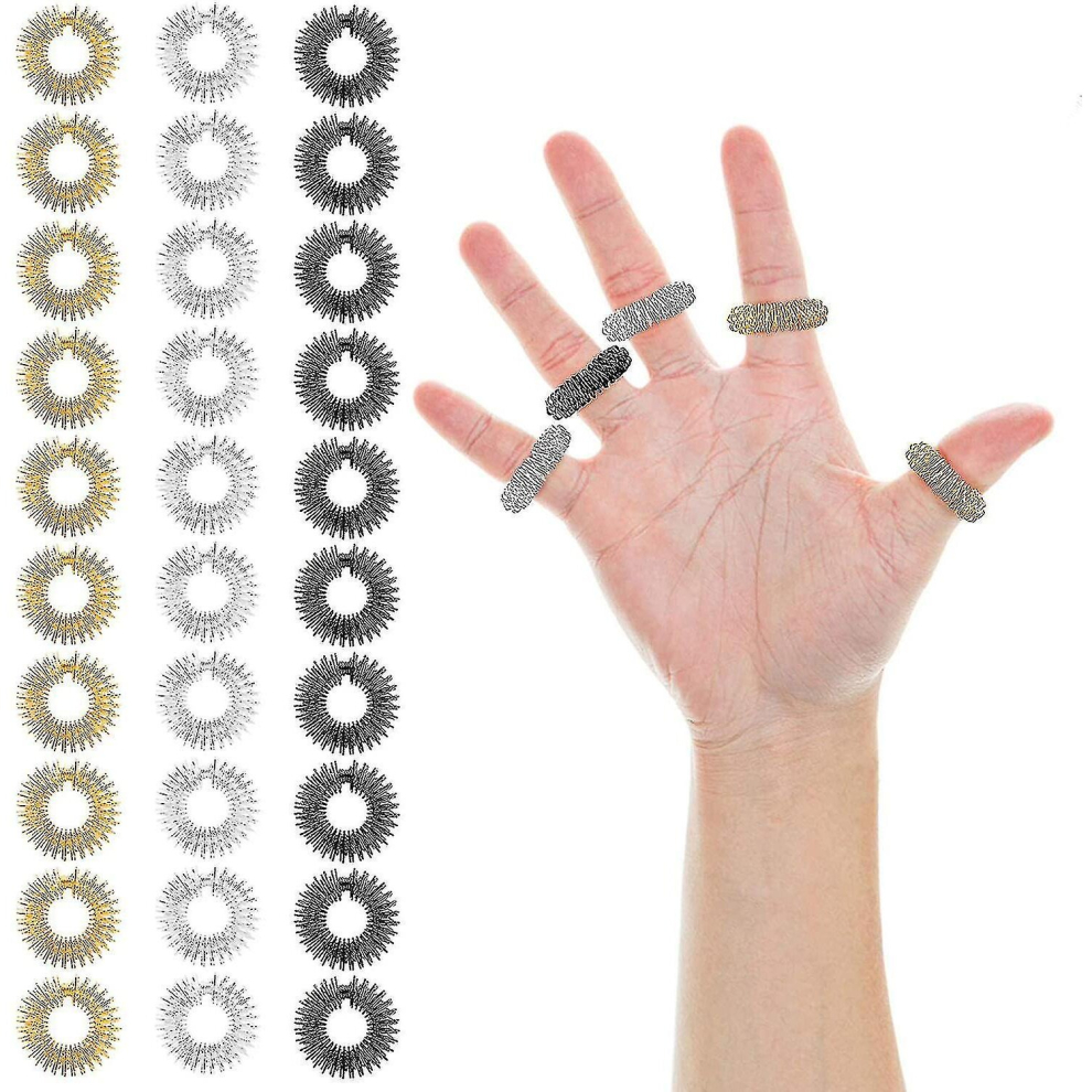 30 Pcs Acupressure Finger Massage Ring Prickly Sensory Finger Rings -aoba