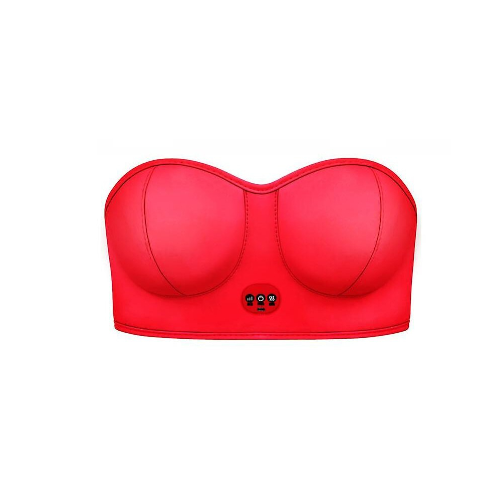 (Red) Blossomup Electric Bust Massager,Usb Wireless Breast Massage Bra,Portable Electric Vibration Bust Lift For Chest Enlargement Anti Sagging, With Red