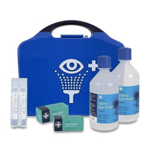 RELIANCE MEDICAL First Aid Eye Wash Kit - 2 x 500ml Reliwash Eyewash Bottles with Mirror - 2 x 20ml Saline Sterile Solution Pods Drops for Eyes