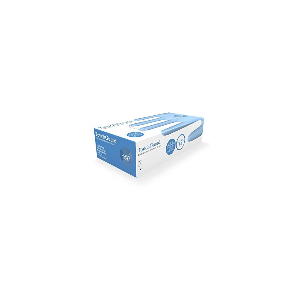 Touchguard Nitrile Disposable Gloves, Latex-Free & Powder-Free, Box Of 100, Medium Blue