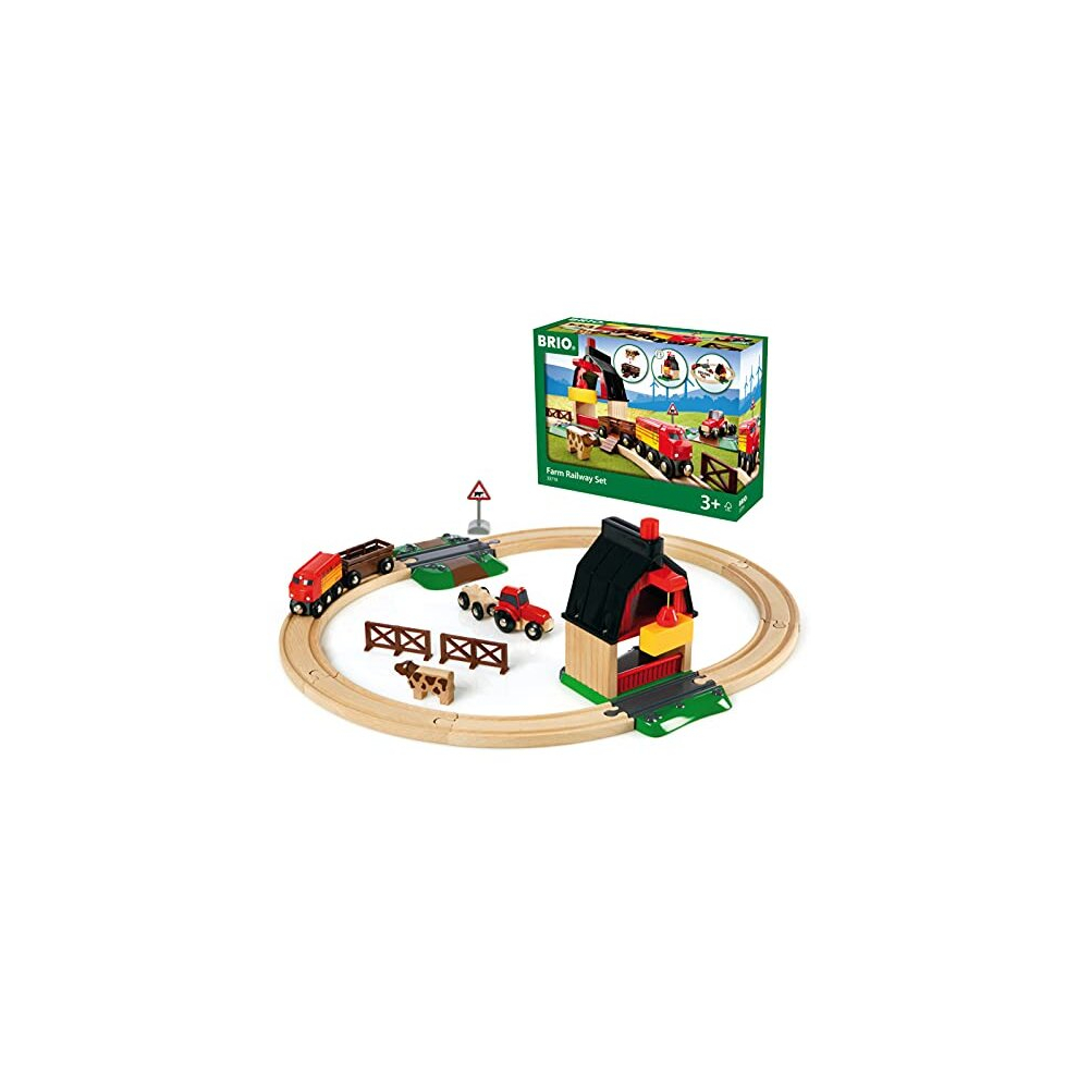 Brio World Farm Railway Set Kids Age 3 Years Up - Compatible With Most Trains And Accessories