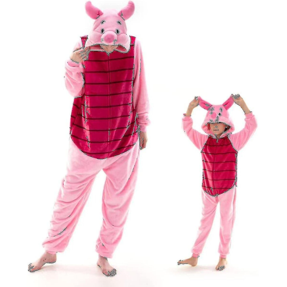 (Piglet, M) Snug Fit Unisex Adult Onesie Pajamas, Flannel   Animal One Piece Halloween Costume Sleepwear Homewear V W