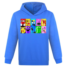 (Dark Blue, 11-12Years) Kids Boys Girls Roblox Rainbow Friends Print Long Sleeve Hoodie Casual Hooded Pullover Tops