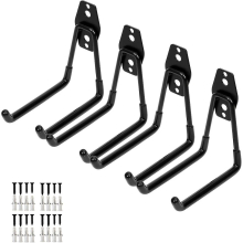 Wall Mounted Heavy Duty Double Utility Tools Hooks With Anti-slip Coating For Garage Storage Organizer Shovels Chair Hose, 4 Pack 5 Inches Garage Hook