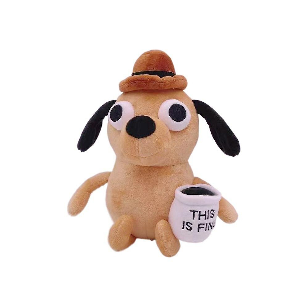 25cm This Is Fine Meme Dog Plush Coffee Cup Stuffed Plush Doll Toy Gift Ornament-image-OPC-PCN9H8K-NEW