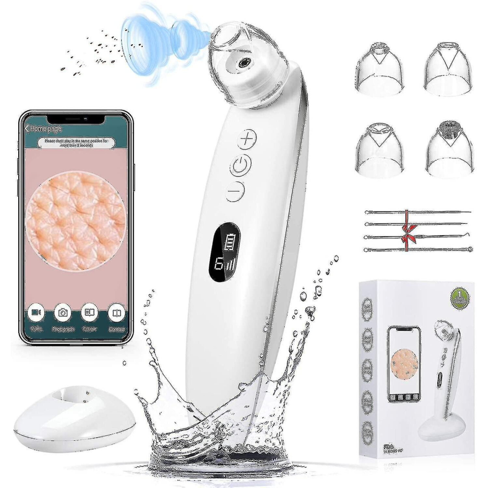 Blackhead Remover Vacuum With Camera, 5.0 Megapixels Pore Vacuum Blackhead Remover Pore,20x Magnification Visual Wifi Acne Suction Remover With Chargi