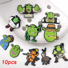 10 Pcs Shrek Cartoon Shoe Charms For Croc Clog Shoes Decoration