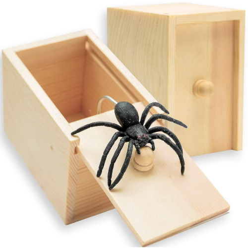 Prank Spider Surprise Box Rubber Spider Prank Box Tricky Spider Wood Box