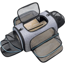 4 Sides Expandable Pet Carrier, Airline Approved Soft-sided Dog Cat Carrier Bag With Fleece Pad For Cats, Puppy And Small Animals