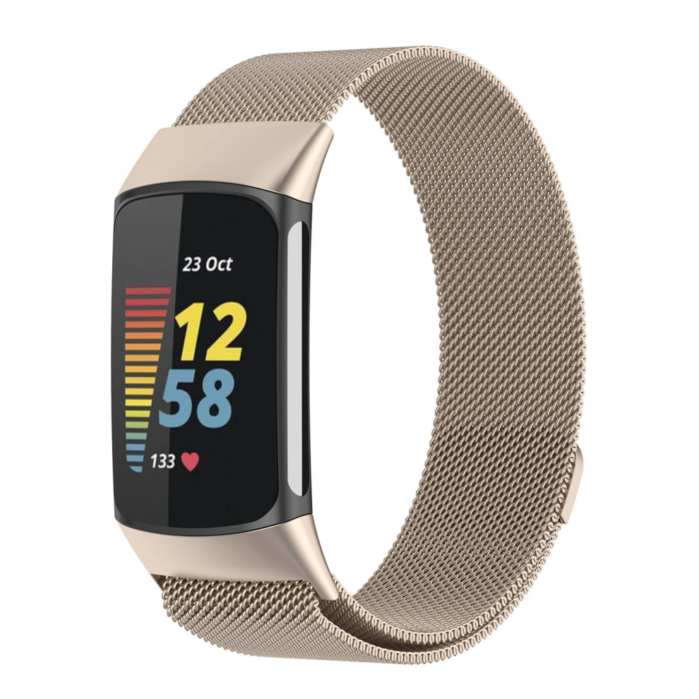 (Champagne) For Fitbit Charge 6/Charge 5 Milanese Loop Band Metal Stainless Steel Magnet Strap Not,Specified 713929769858