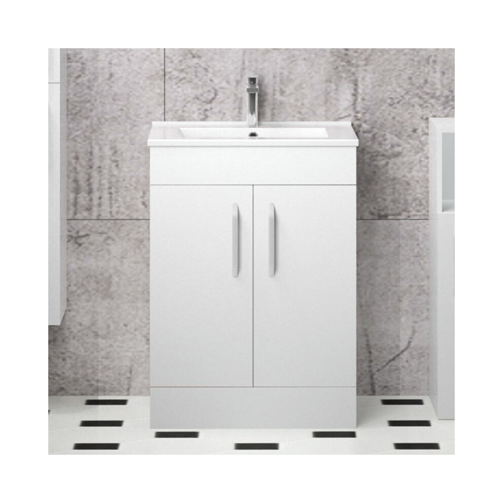 Bathroom Vanity Unit with Basin Sink Furniture Floor Standing White
