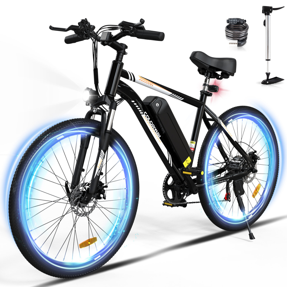 (Black) COLORWAY Electric Bike for Adults, 26" Mountain Bike, Electric Bicycle Commute E-bike with 36V 15Ah Removable Battery, LCD Display