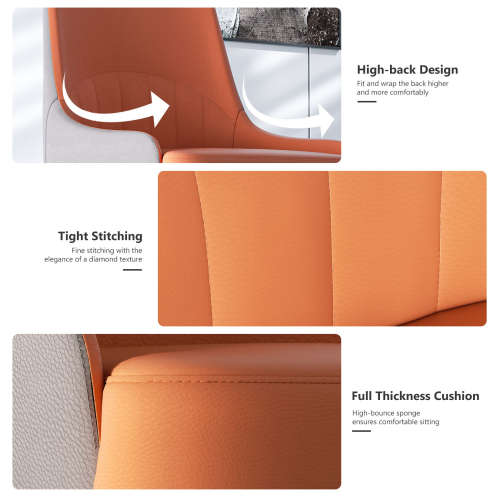 (Orange) 2pcs Upholstered Leather Dining Chairs Wide Seat 2