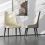 (Beige) 2pcs Upholstered Leather Dining Chairs Wide Seat 1