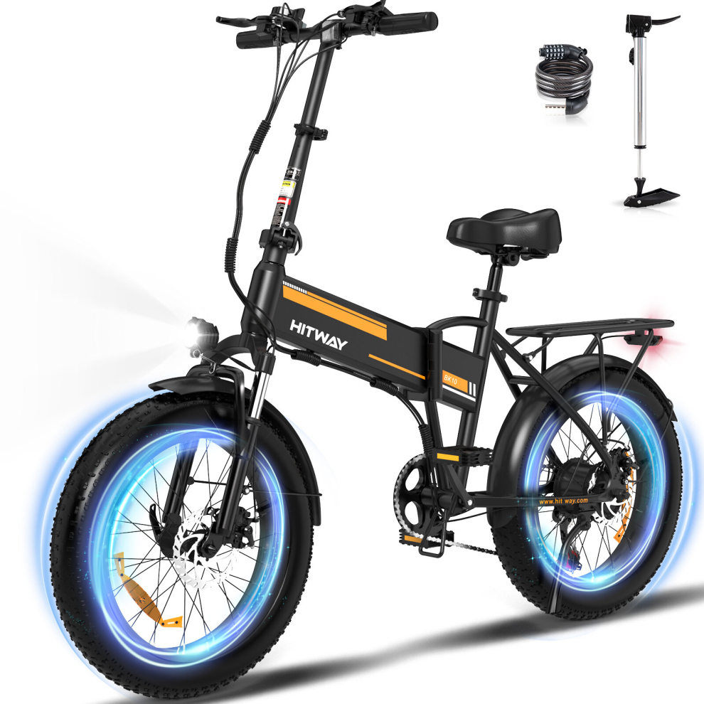 HITWAY Electric Bike for Adults 20" x4.0 Fat Tire E-Bike with 250W Motor and Removable Battery