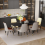 (Beige) 2pcs Upholstered Leather Dining Chairs Wide Seat 5