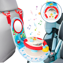 Pretend Driving Steering Wheel Toy for Kids - Light & Music, Realistic Car Ride Experience, Educational Backseat Toy, Safe ABS Material