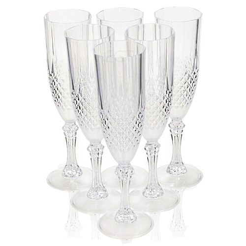 URBN-CHEF 6pc Crystal Effect Reusable Durable Champagne Wine Drinking Party Flute Glasses 2