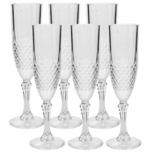 6pc Crystal Effect Reusable Durable Champagne Wine Drinking Party Flute Glasses