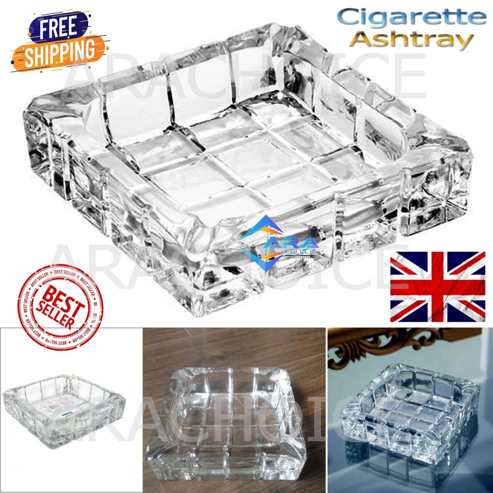 Glas Ashtray Cigarette BAR PUB OFFICE SMOKE Square Ashes Cannabis Leaf