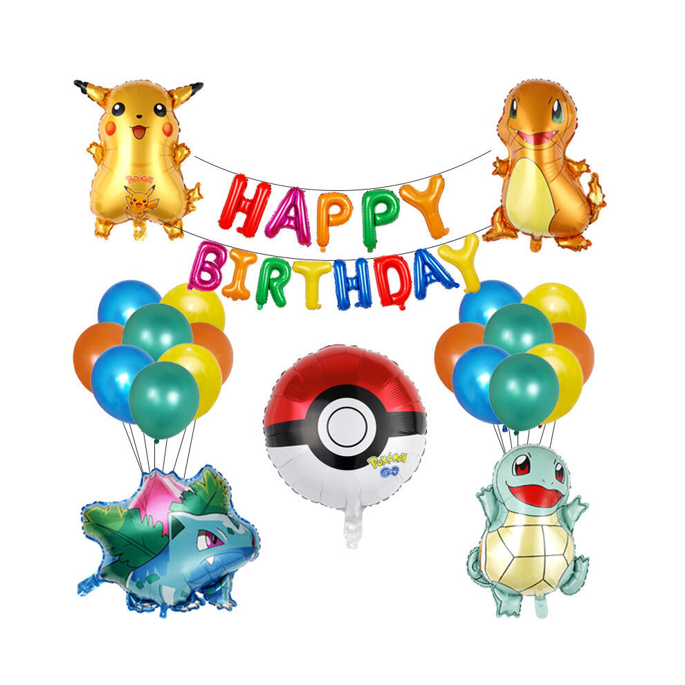 34Pcs Pokmon Foil Balloons Birthday Party Decoration Pikachu Banner