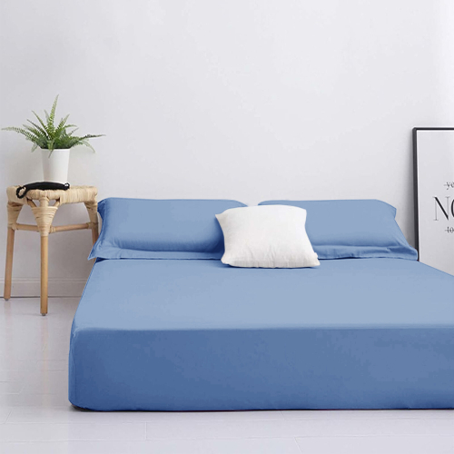 (Light Blue/ Sky Blue Fitted Sheet	) Double Fitted Sheets Extra Deep Bed Sheet 25cm