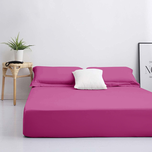 (Pink Fitted Sheet	) Double Fitted Sheets Extra Deep Bed Sheet 25cm