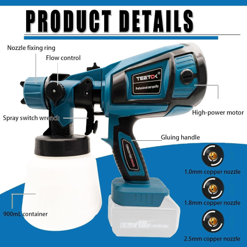 Cordless Electric Paint Spray Gun Portable Sprayer Naked Compatible