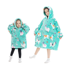 (Alpaca) Cartoon Children's Blanket Hoodie Warm and cosy Outdoor cold weather clothing Cotton robe