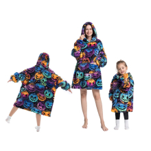 (Pumpkin) Cartoon Children's Blanket Hoodie Warm and cosy Outdoor cold weather clothing Cotton robe