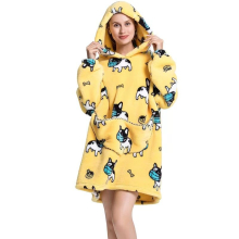 (Dog 2) Cartoon Women's Blanket Hoodie Warm Comfort Outdoor Clothes Cotton Robe