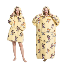 (Cat and Dog) Cartoon Women's Blanket Hoodie Warm Comfort Outdoor Clothes Cotton Robe