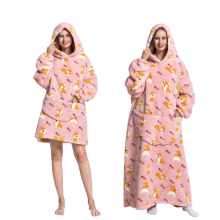 (Corgi) Cartoon Women's Blanket Hoodie Warm Comfort Outdoor Clothes Cotton Robe