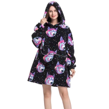 (Dog Head) Cartoon Women's Blanket Hoodie Warm Comfort Outdoor Clothes Cotton Robe