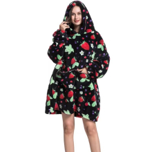 (Strawberry) Cartoon Women's Blanket Hoodie Warm Comfort Outdoor Clothes Cotton Robe