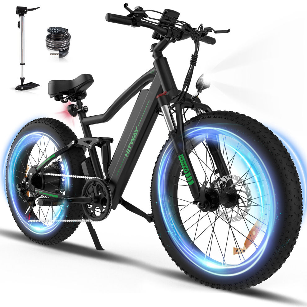 HITWAY 26" 4.0 Fat Tire Electric Bike,Electric Bicycle with 250W Moter 48V15Ah Battery,E Mountain Bike