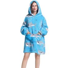 (Shark) Cartoon Women's Blanket Hoodie Warm Comfort Outdoor Clothes Cotton Robe