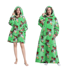 (Queen) Cartoon Women's Blanket Hoodie Warm Comfort Outdoor Clothes Cotton Robe