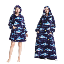 (Shark 2) Cartoon Women's Blanket Hoodie Warm Comfort Outdoor Clothes Cotton Robe
