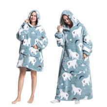 (Bear) Cartoon Women's Blanket Hoodie Warm Comfort Outdoor Clothes Cotton Robe