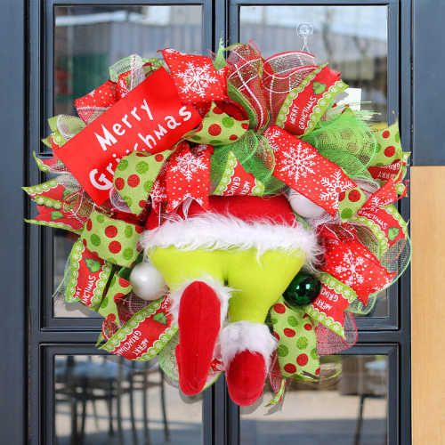 Grinch Leg Wreath Door Hanging Christmas Decoration Gremlins Hanging ...