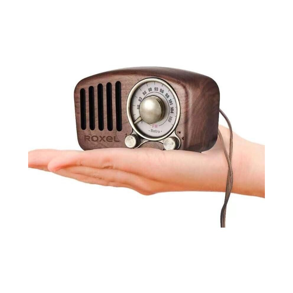 Roxel Retro Mini Wooden FM Radio & Wireless Speaker