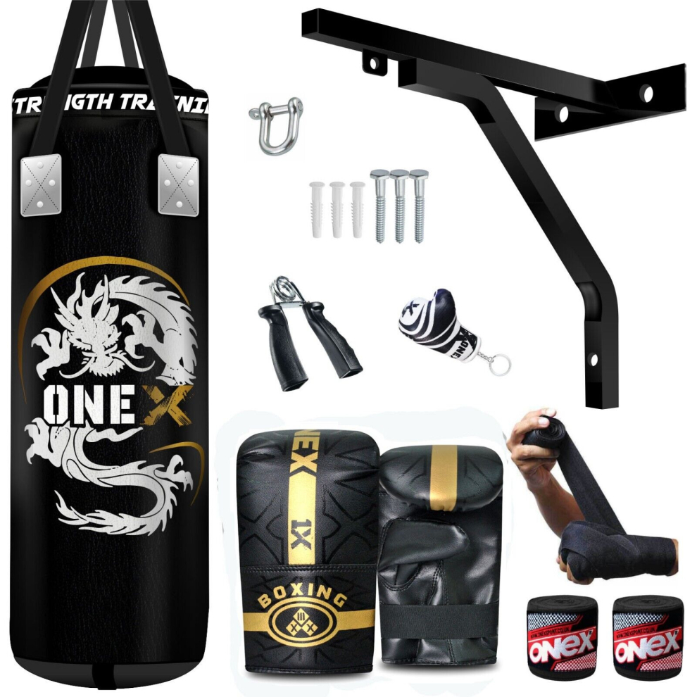 (3ft - 13Pcs Punch Bag) Boxing Punch Bag + Punching Gloves MMA Kickboxing