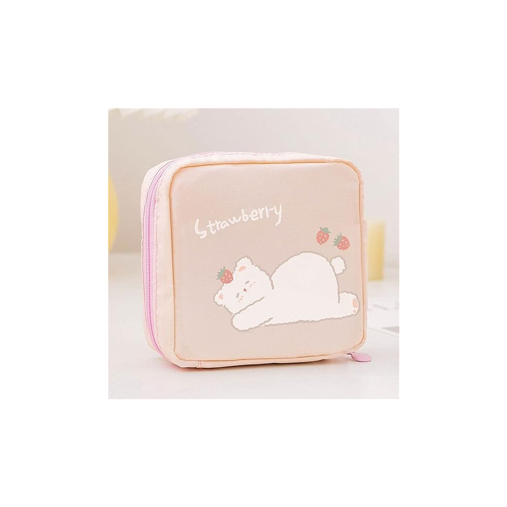 Tianci Pink Women Girls Travel Kawaii Makeup Bag Sanitary Pads Bag Napkin Pouch Cosmetic Bags Coin Purse(Pink) (Amlec0cuw4us)