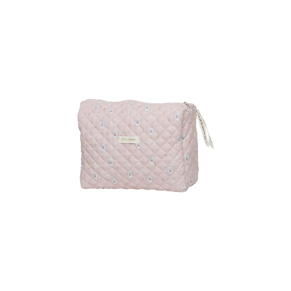 Tianci Makeup Bag Cotton Travel Cosmetic Bag Cute Pouch Toiletry Bag Quilted Floral Organizer Bag Large Capacity Coquette Aesthetic Portable Storage Bag